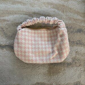 Stoney Clover Lane Classic Scrunch Handle Bag Purse Pink Houndstooth